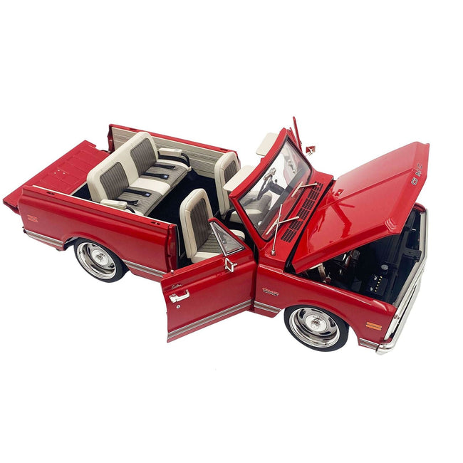 1970 GMC Jimmy Red Metallic with White Top "Slammed Custom" Limited Edition to 402 pieces Worldwide 1/18 Diecast Model Car by ACME-Acme-ModelCars.com
