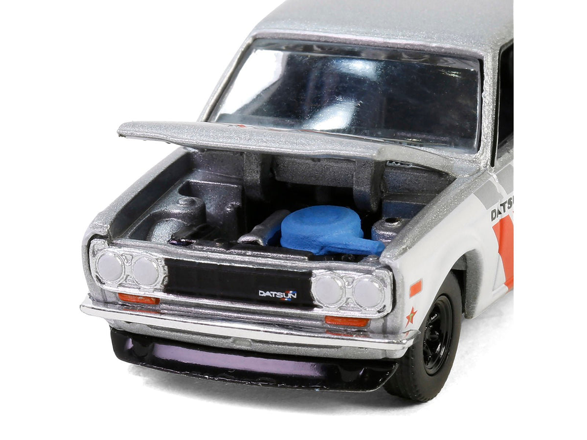 1970 Nissan Datsun 510 #28 "Texaco" Silver Metallic and White with Red Stripes "Texaco Special Edition" Series 1 1/64 Diecast Model Car by Greenlight-Greenlight-ModelCars.com