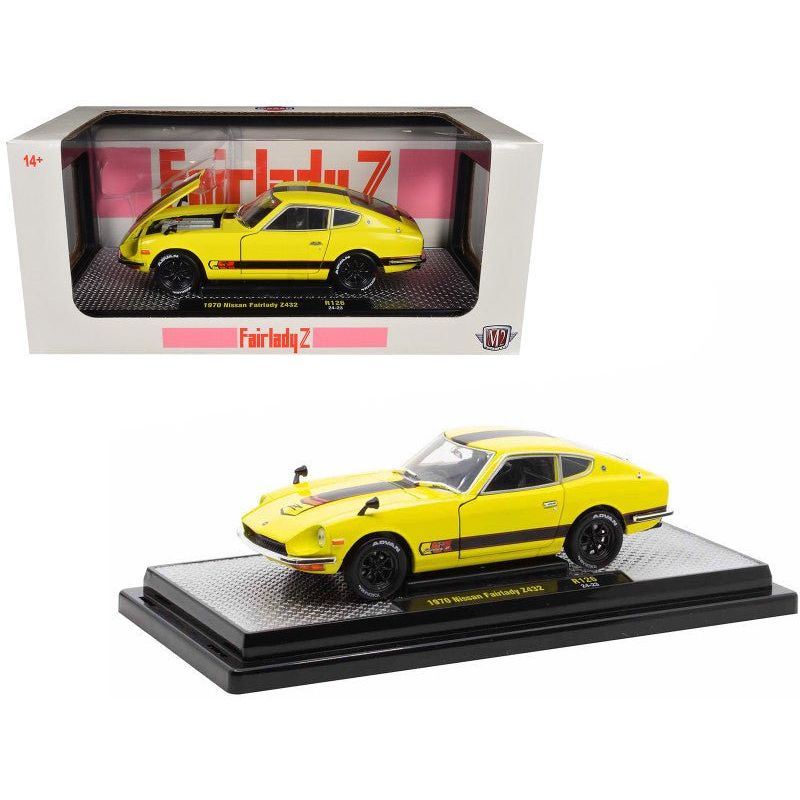 1970 Nissan Fairlady Z 432 RHD (Right Hand Drive) 3 Yellow with Black Stripes Limited Edition to 4250 pieces Worldwide 1/24 Diecast Model Car by M2 Machines - M2 - ModelCars.com