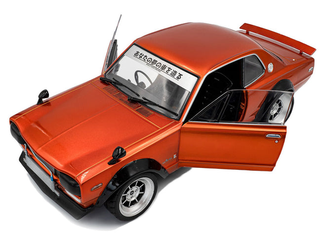 1970 Nissan Skyline (C10) Hakosuka RHD (Right Hand Drive) Orange Metallic 1/18 Diecast Model Car by Solido-Solido-ModelCars.com