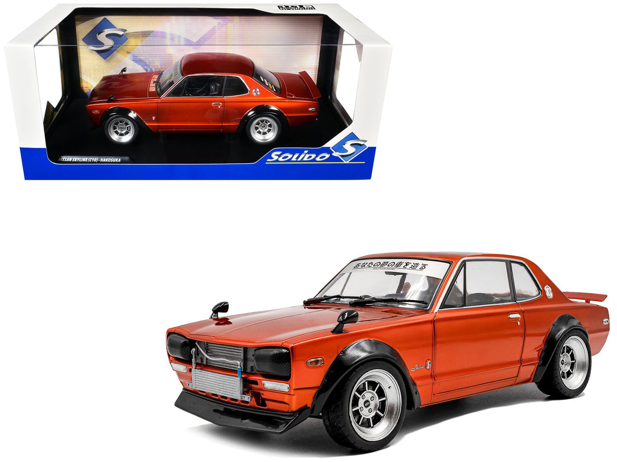 1970 Nissan Skyline (C10) Hakosuka RHD (Right Hand Drive) Orange Metallic 1/18 Diecast Model Car by Solido-Solido-ModelCars.com