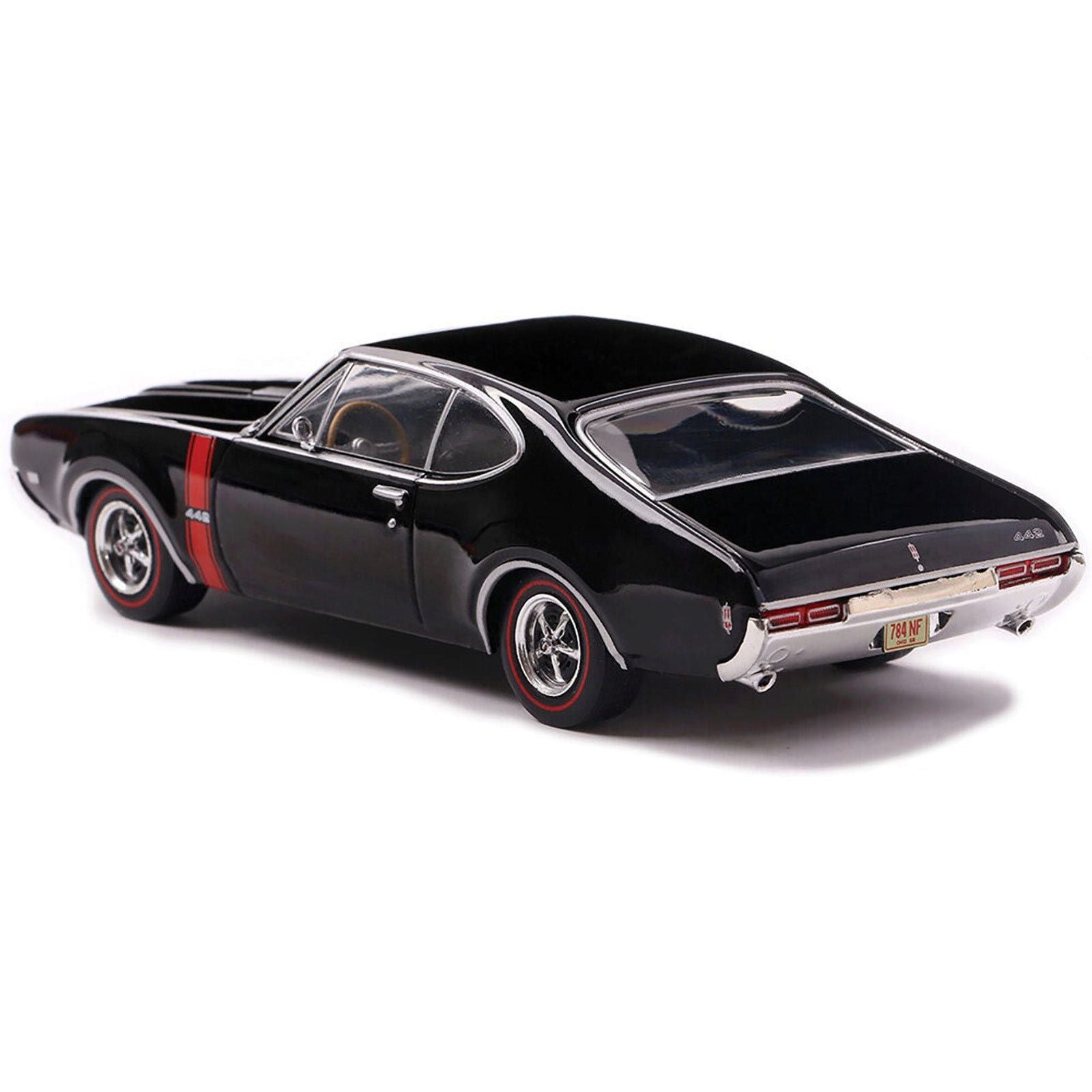 1970 Oldsmobile 442 W - 30 Ebony Black with Red Stripes 1/43 Diecast Model by IXO Models - IXO - ModelCars.com