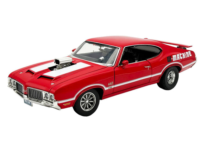 1970 Oldsmobile 442 W30 "W-Machine - Drag Outlaws" Red with White Stripes Limited Edition to 300 pieces Worldwide 1/18 Diecast Model Car by ACME-Acme-ModelCars.com