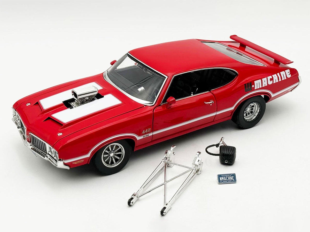 1970 Oldsmobile 442 W30 "W-Machine - Drag Outlaws" Red with White Stripes Limited Edition to 300 pieces Worldwide 1/18 Diecast Model Car by ACME-Acme-ModelCars.com