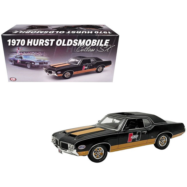 1970 Oldsmobile Cutlass SX "Hurst Edition" Black with Brown Stripes Limited Edition to 414 pieces Worldwide 1/18 Diecast Model Car by ACME-Acme-ModelCars.com