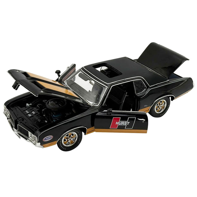 1970 Oldsmobile Cutlass SX "Hurst Edition" Black with Brown Stripes Limited Edition to 414 pieces Worldwide 1/18 Diecast Model Car by ACME-Acme-ModelCars.com