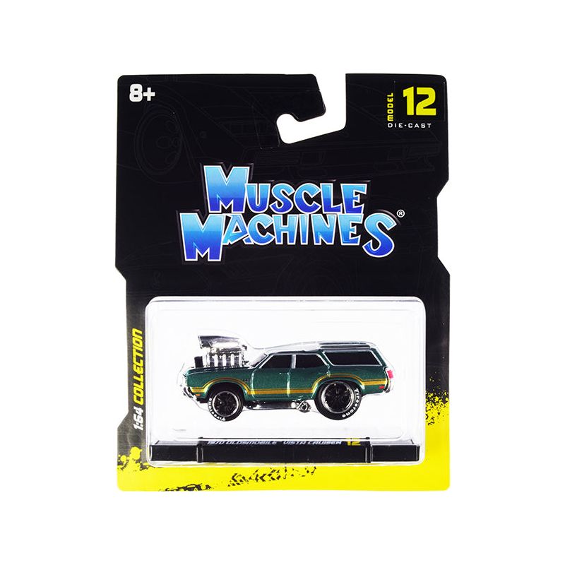 1970 Oldsmobile Vista Cruiser 442 Green Metallic with Gold Stripes 1/64 Diecast Model Car by Muscle Machines - Muscle Machines - ModelCars.com