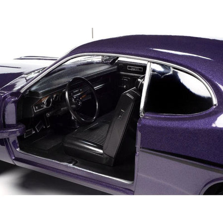 1970 Plymouth Duster 340 Violet Metallic with Black Stripes "Mecum Auctions" "American Muscle" Series 1/18 Diecast Model Car by Auto World - Autoworld - ModelCars.com