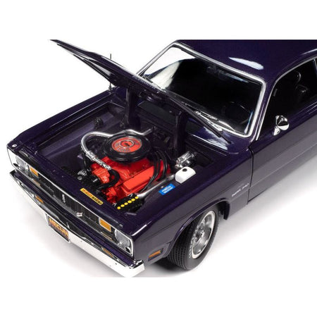 1970 Plymouth Duster 340 Violet Metallic with Black Stripes "Mecum Auctions" "American Muscle" Series 1/18 Diecast Model Car by Auto World - Autoworld - ModelCars.com