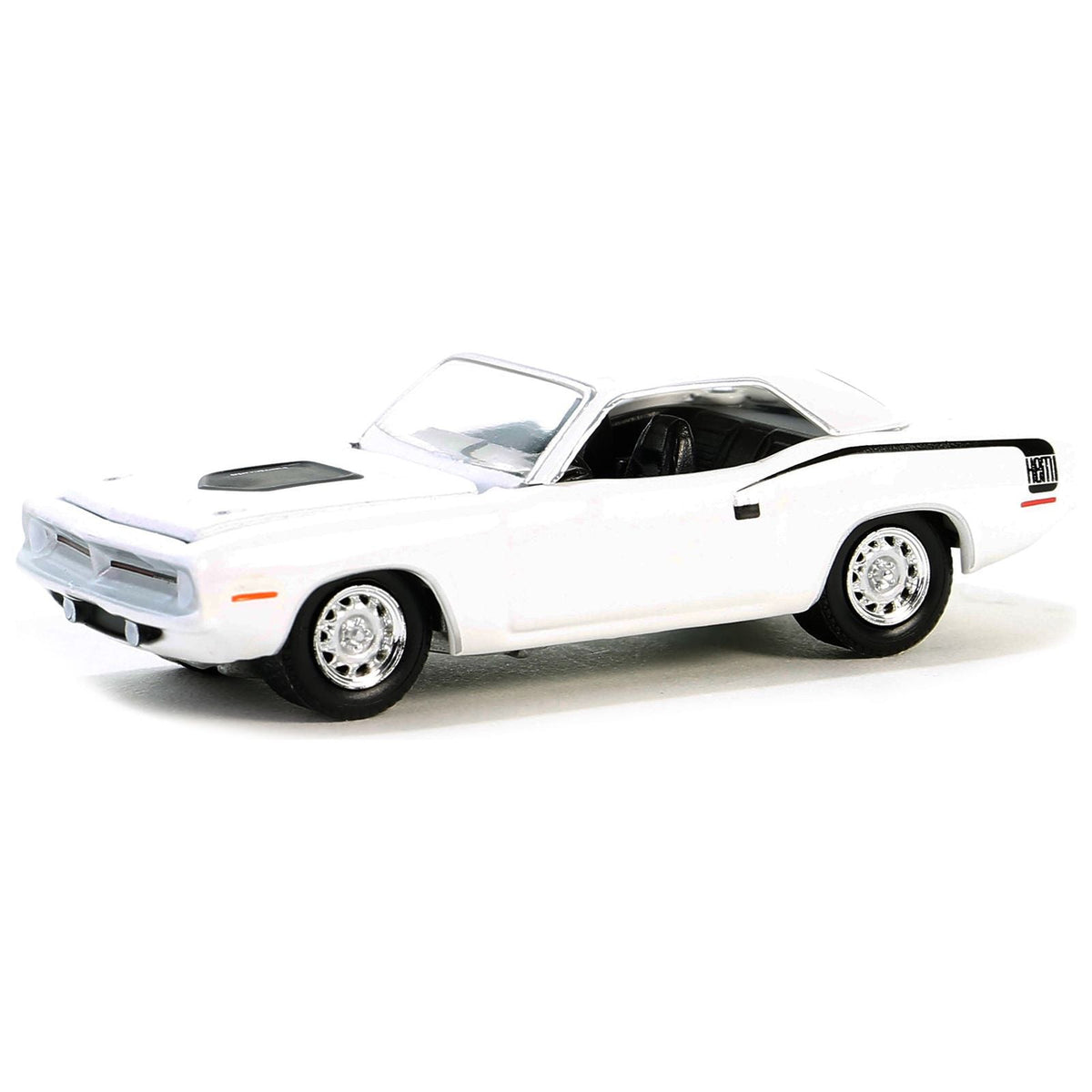 1970 Plymouth Hemi Barracuda Alpine White with Black Stripes "GreenLight Muscle" Series 28 1/64 Diecast Model Car by Greenlight - Greenlight - ModelCars.com