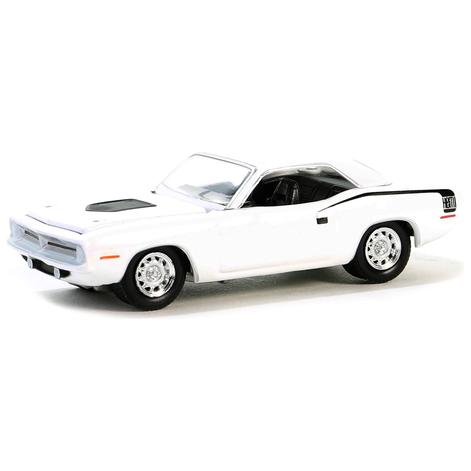 1970 Plymouth Hemi Barracuda Alpine White with Black Stripes "GreenLight Muscle" Series 28 1/64 Diecast Model Car by Greenlight - Greenlight - ModelCars.com