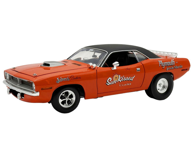 1970 Plymouth HEMI Cuda "Sun Kissed Cuda - Sox & Martin" Vitamin C Orange with Black Vinyl Top Limited Edition to 444 pieces Worldwide 1/18 Diecast Model Car by ACME-Acme-ModelCars.com