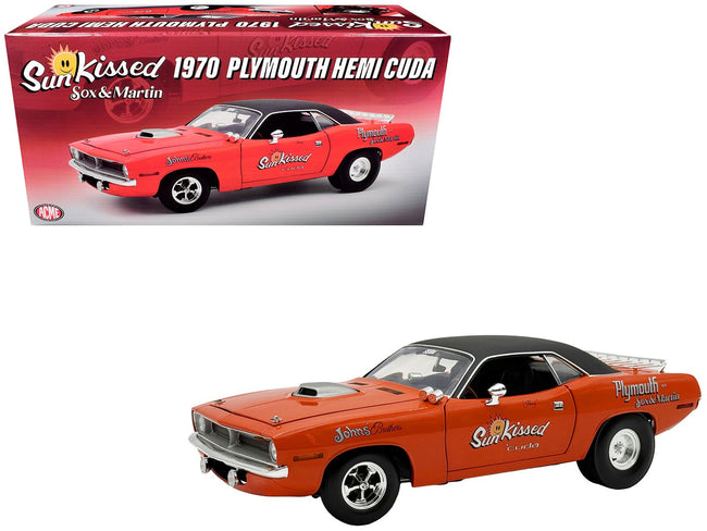 1970 Plymouth HEMI Cuda "Sun Kissed Cuda - Sox & Martin" Vitamin C Orange with Black Vinyl Top Limited Edition to 444 pieces Worldwide 1/18 Diecast Model Car by ACME-Acme-ModelCars.com