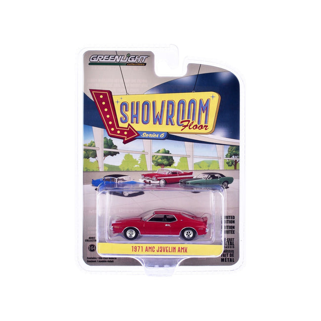 1971 AMC Javelin AMX Matador Red with White Hood Stripe "Showroom Floor" Series 6 1/64 Diecast Model Car by Greenlight - Greenlight - ModelCars.com