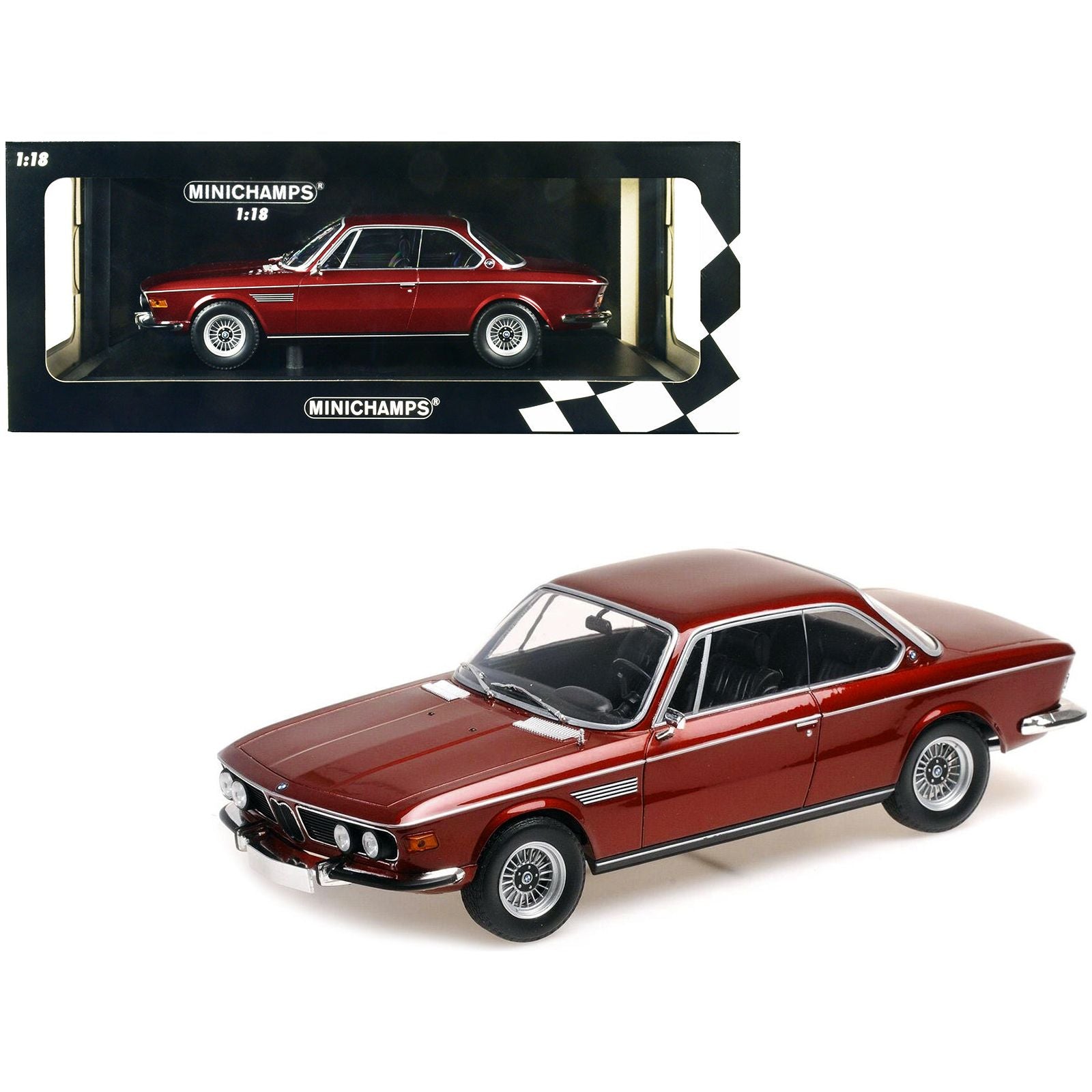 1971 BMW 3.0 CSi Red Metallic Limited Edition to 504 pieces Worldwide 1/18 Diecast Model Car by Minichamps - Minichamps - ModelCars.com