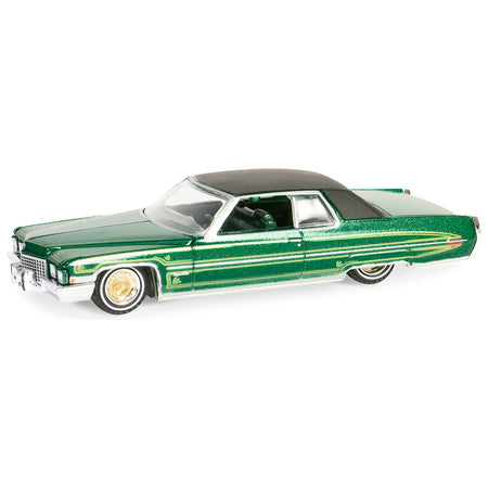 1971 Cadillac Coupe DeVille Lowrider Green Metallic with Black Top and Green Interior "California Lowriders" Series 5 1/64 Diecast Model Car by Greenlight - Greenlight - ModelCars.com