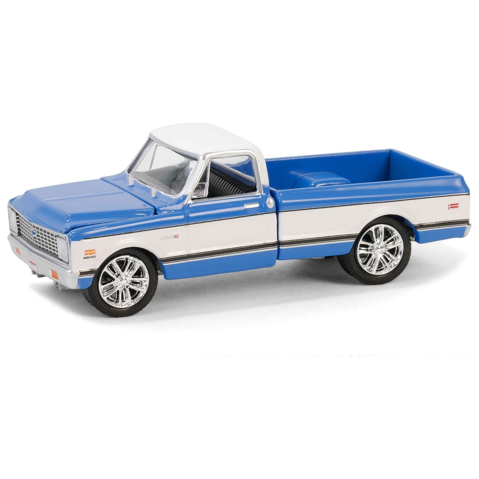 1971 Chevrolet C10 Super Cheyenne Custom Pickup Truck Blue and White (Palm Beach 2023) Barrett Jackson "Scottsdale Edition" Series 14 1/64 Diecast Model Car by Greenlight - Greenlight - ModelCars.com