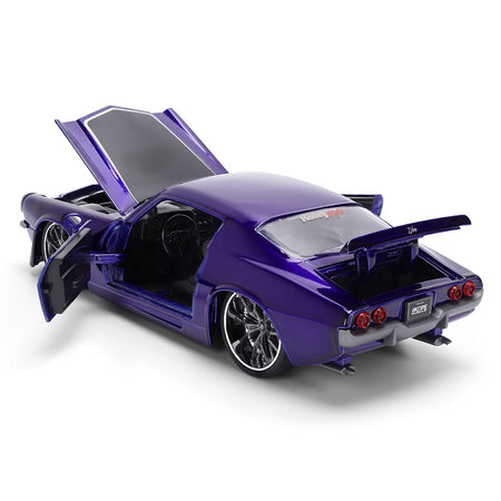 1971 Chevrolet Camaro Z/28 Purple Metallic with Black Hood "Bigtime Muscle" Series 1/24 Diecast Model Car by Jada-Jada-ModelCars.com