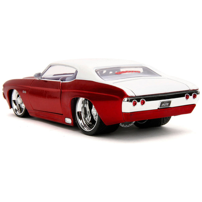 1971 Chevrolet Chevelle SS Candy Red with White Top White Stripes and White Interior "Bigtime Muscle" Series 1/24 Diecast Model Car by Jada-Jada-ModelCars.com