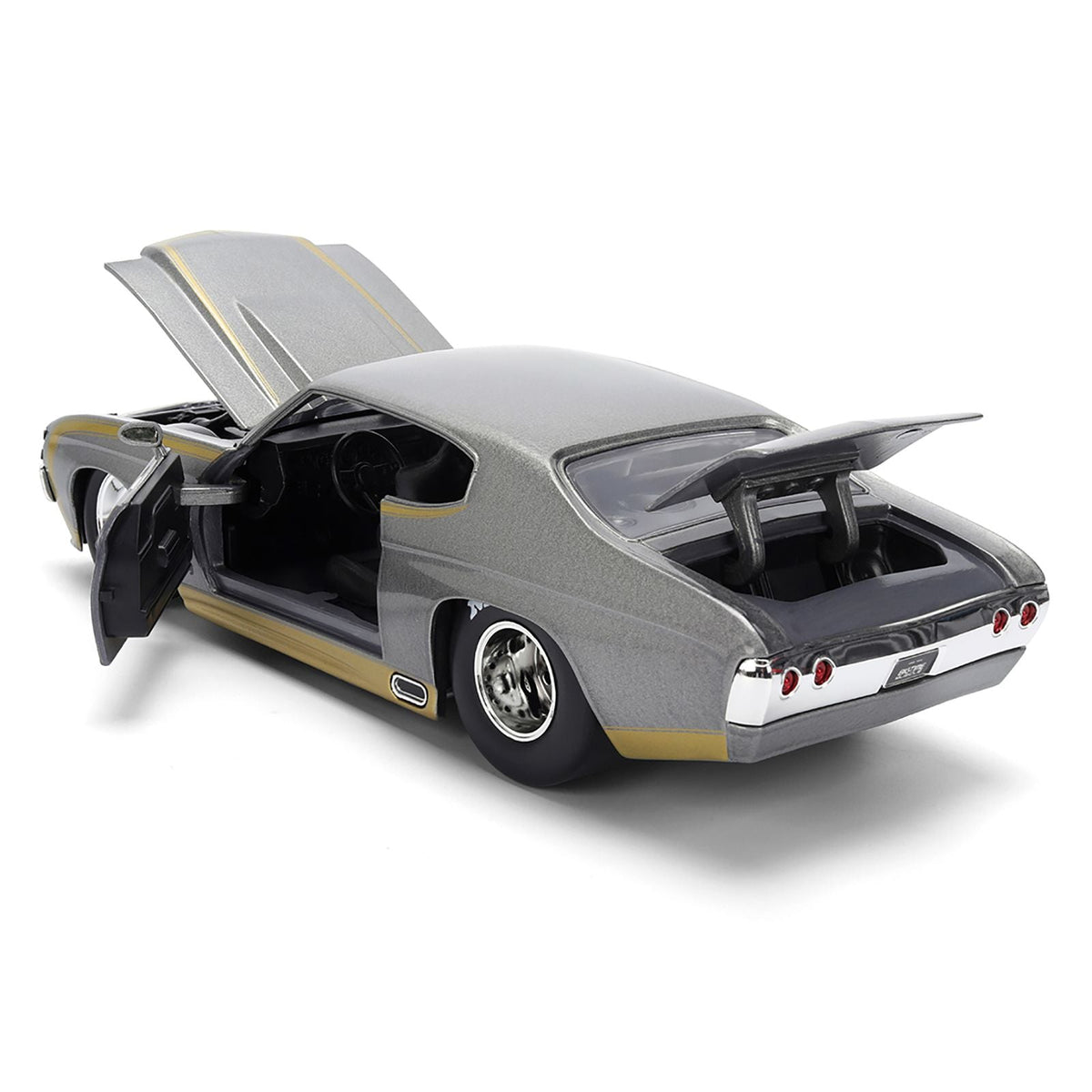 1971 Chevrolet Chevelle SS "Hurst" Gray Metallic with Gold Stripes "Bigtime Muscle" Series 1/24 Diecast Model Car by Jada-Jada-ModelCars.com