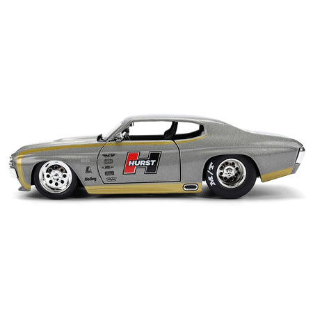 1971 Chevrolet Chevelle SS "Hurst" Gray Metallic with Gold Stripes "Bigtime Muscle" Series 1/24 Diecast Model Car by Jada-Jada-ModelCars.com