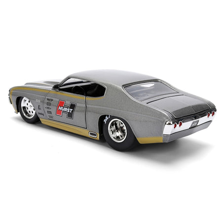 1971 Chevrolet Chevelle SS "Hurst" Gray Metallic with Gold Stripes "Bigtime Muscle" Series 1/24 Diecast Model Car by Jada-Jada-ModelCars.com