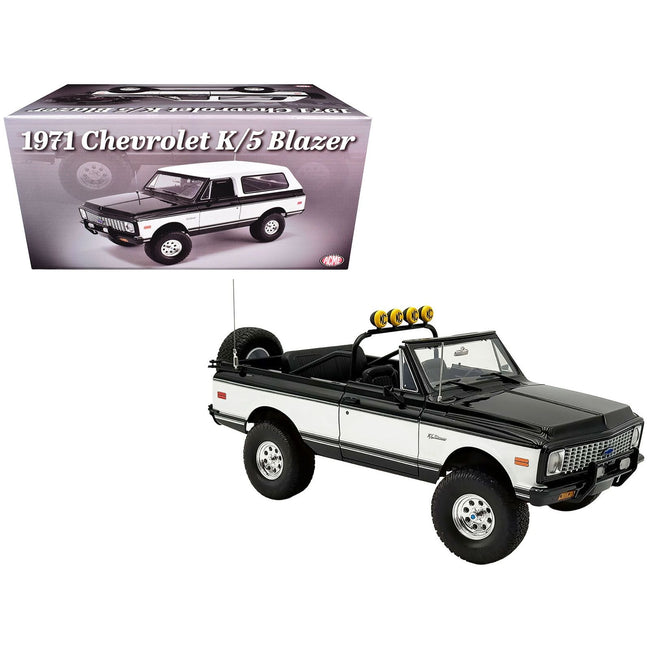 1971 Chevrolet K5 Blazer Tuxedo Black and White Limited Edition to 396 pieces Worldwide 1/18 Diecast Model Car by ACME-Acme-ModelCars.com