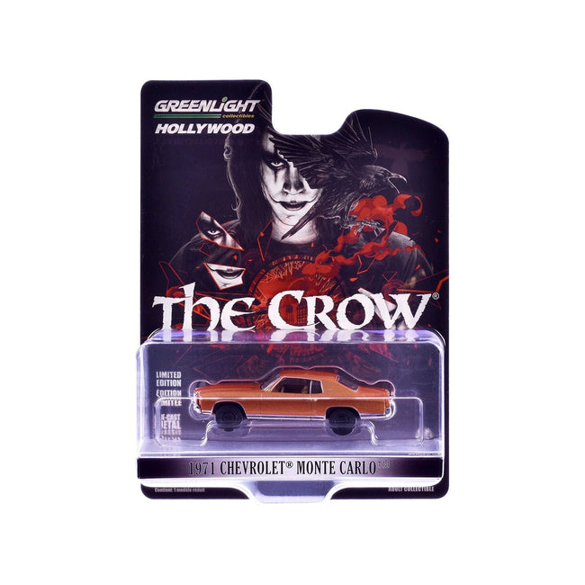 1971 Chevrolet Monte Carlo Orange Metallic "The Crow" (1994) Movie "Hollywood Series" Release 43 1/64 Diecast Model Car by Greenlight-Greenlight-ModelCars.com