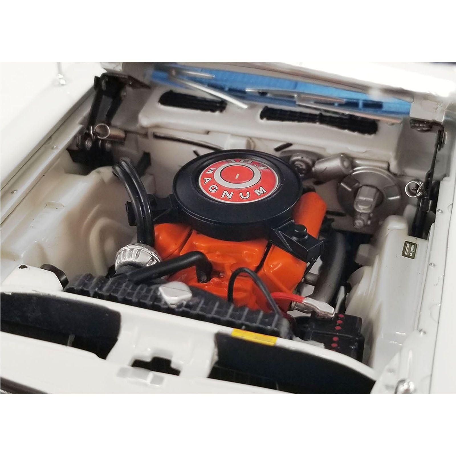 1971 Dodge Challenger R/T 383 Magnum Brite White with Blue Stripes and Blue Interior Limited Edition to 468 pieces Worldwide 1/18 Diecast Model Car by ACME - Acme - ModelCars.com