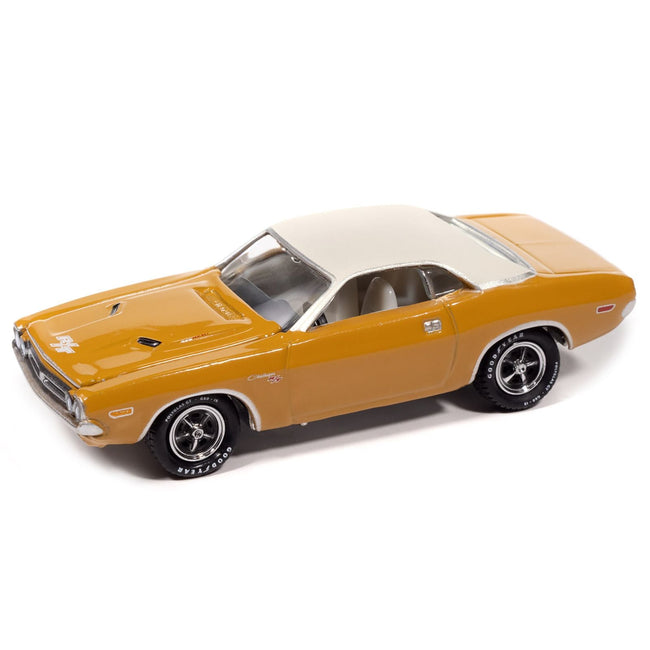 1971 Dodge Challenger R/T Butterscotch with White Top and Interior "Classic Gold Collection" 1/64 Diecast Model Car by Johnny Lightning-Johnny Lightning-ModelCars.com