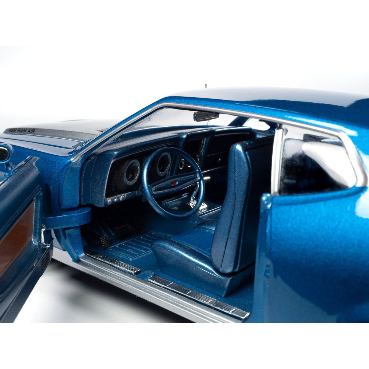 1971 Ford Mustang Mach 1 Blue Metallic with Silver Hood "Muscle Car & Corvette Nationals" (MCACN) "American Muscle" Series 1/18 Diecast Model Car by Auto World - Autoworld - ModelCars.com