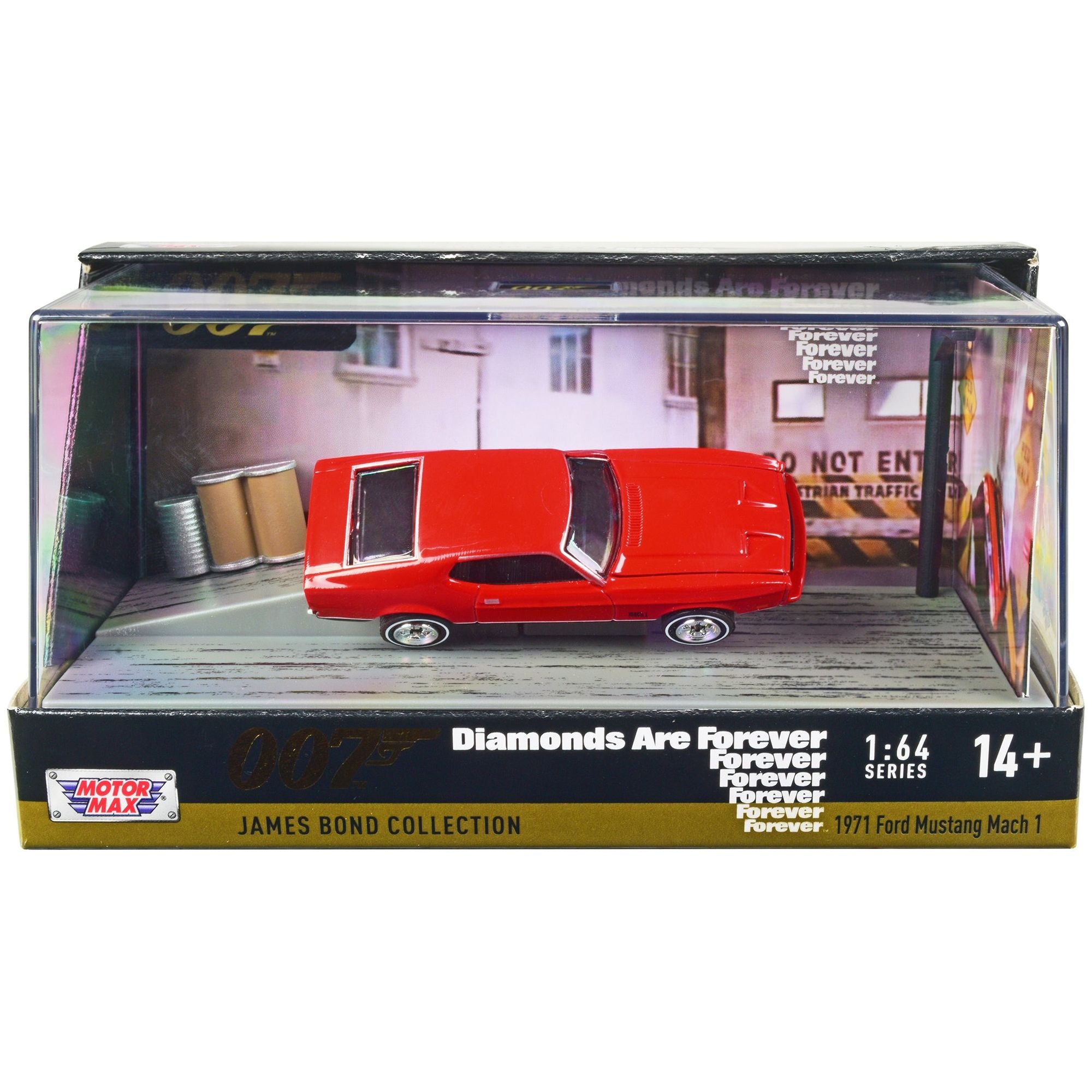 1971 Ford Mustang Mach 1 Red James Bond 007 "Diamonds are Forever" (1971) Movie with Display 1/64 Diecast Model Car by Motormax - Motormax - ModelCars.com