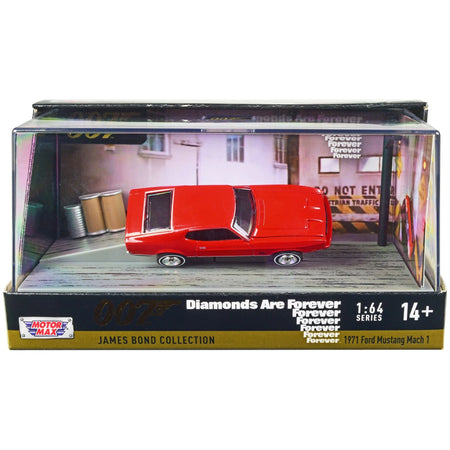 1971 Ford Mustang Mach 1 Red James Bond 007 "Diamonds are Forever" (1971) Movie with Display 1/64 Diecast Model Car by Motormax - Motormax - ModelCars.com
