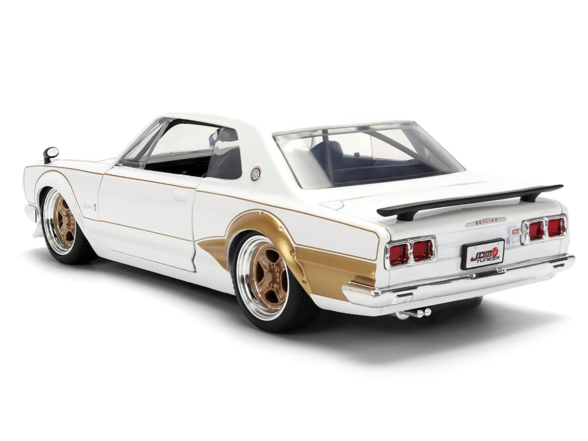 1971 Nissan Skyline 2000GT-R RHD (Right Hand Drive) White with Gold Graphics "JDM Tuners" Series 1/24 Diecast Model Car by Jada-Jada-ModelCars.com