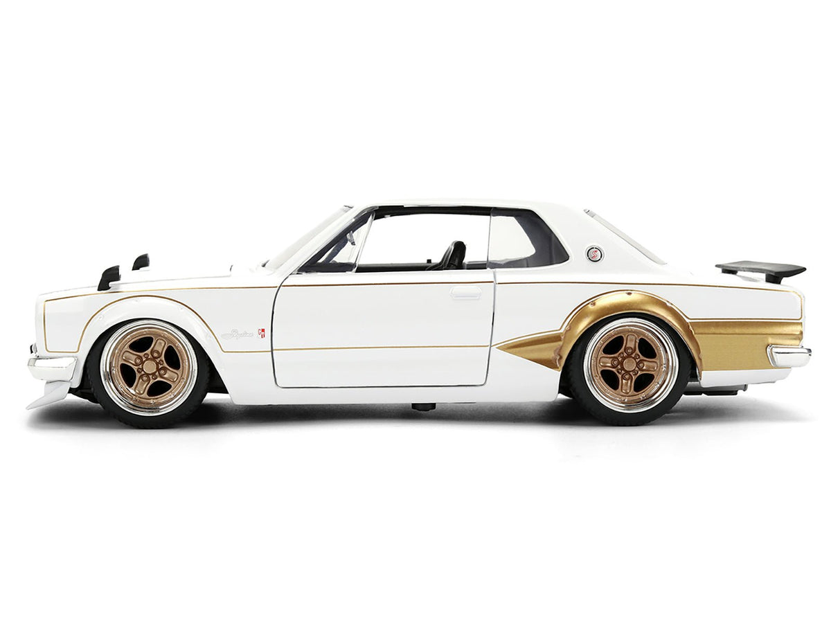 1971 Nissan Skyline 2000GT-R RHD (Right Hand Drive) White with Gold Graphics "JDM Tuners" Series 1/24 Diecast Model Car by Jada-Jada-ModelCars.com