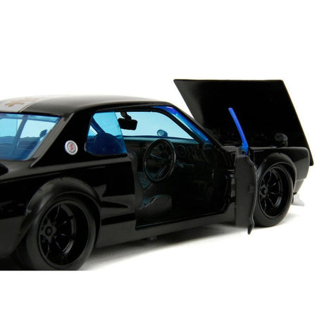 1971 Nissan Skyline GT - R RHD (Right Hand Drive) Black with Silver Stripe and Mikey Diecast Figure "Tokyo Revengers" (2021) TV Series "Anime Hollywood Rides" Series 1/24 Diecast Model Car by Jada - Jada - ModelCars.com