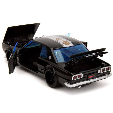 1971 Nissan Skyline GT - R RHD (Right Hand Drive) Black with Silver Stripe and Mikey Diecast Figure "Tokyo Revengers" (2021) TV Series "Anime Hollywood Rides" Series 1/24 Diecast Model Car by Jada - Jada - ModelCars.com
