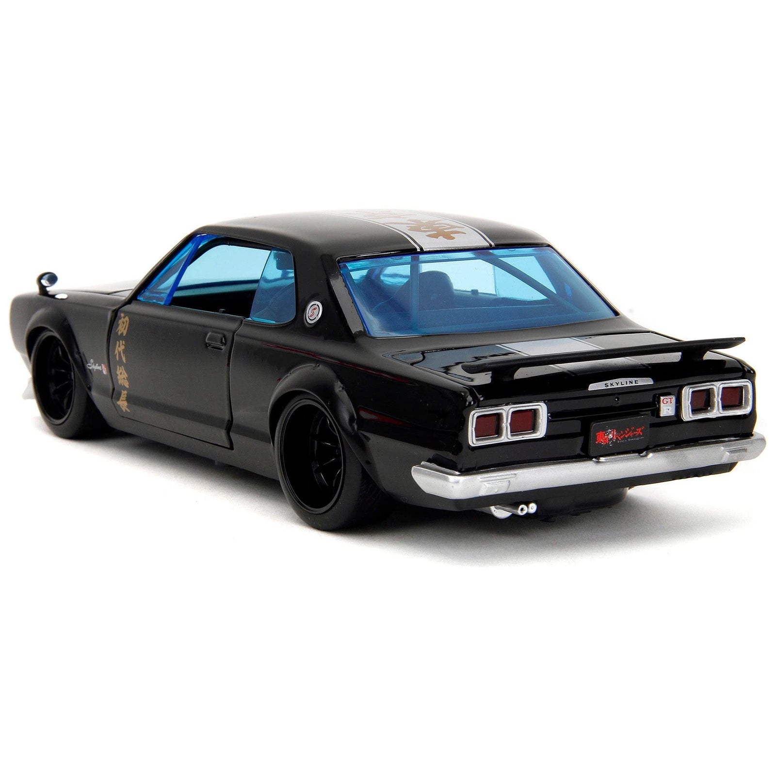 1971 Nissan Skyline GT - R RHD (Right Hand Drive) Black with Silver Stripe and Mikey Diecast Figure "Tokyo Revengers" (2021) TV Series "Anime Hollywood Rides" Series 1/24 Diecast Model Car by Jada - Jada - ModelCars.com