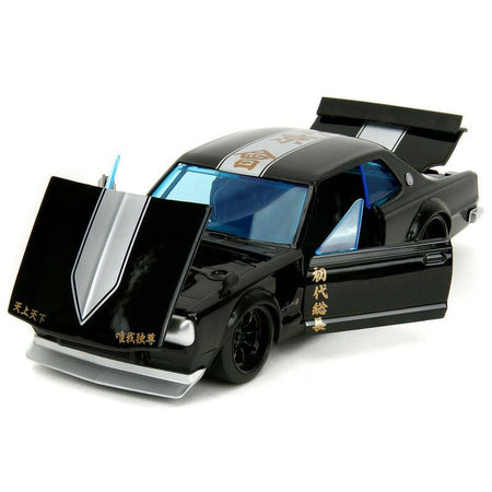 1971 Nissan Skyline GT - R RHD (Right Hand Drive) Black with Silver Stripe and Mikey Diecast Figure "Tokyo Revengers" (2021) TV Series "Anime Hollywood Rides" Series 1/24 Diecast Model Car by Jada - Jada - ModelCars.com