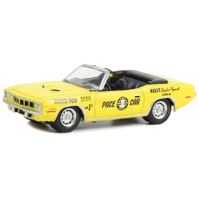 1971 Plymouth Barracuda Convertible "Dixie 500 Pace Car" Yellow "Hobby Exclusive" Series 1/64 Diecast Model Car by Greenlight - Greenlight - ModelCars.com