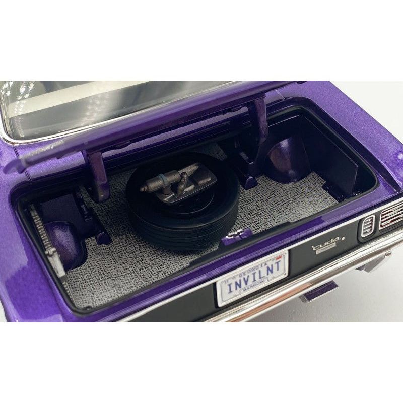 1971 Plymouth Barracuda Violet Metallic and White Limited Edition to 350 pieces Worldwide 1/18 Diecast Model Car by ACME-Acme-ModelCars.com