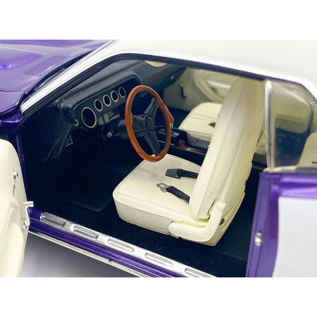 1971 Plymouth Barracuda Violet Metallic and White with White Vinyl Top Limited Edition to 300 pieces Worldwide 1/18 Diecast Model Car by ACME-Acme-ModelCars.com