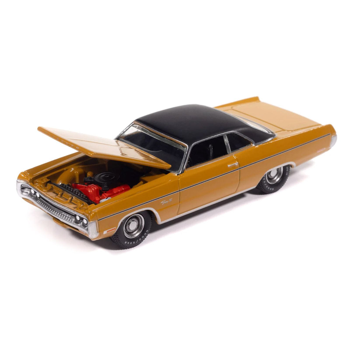 1971 Plymouth Fury III Bahama Yellow with Black Top "Vintage Muscle" Series 1/64 Diecast Model Car by Auto World-Autoworld-ModelCars.com