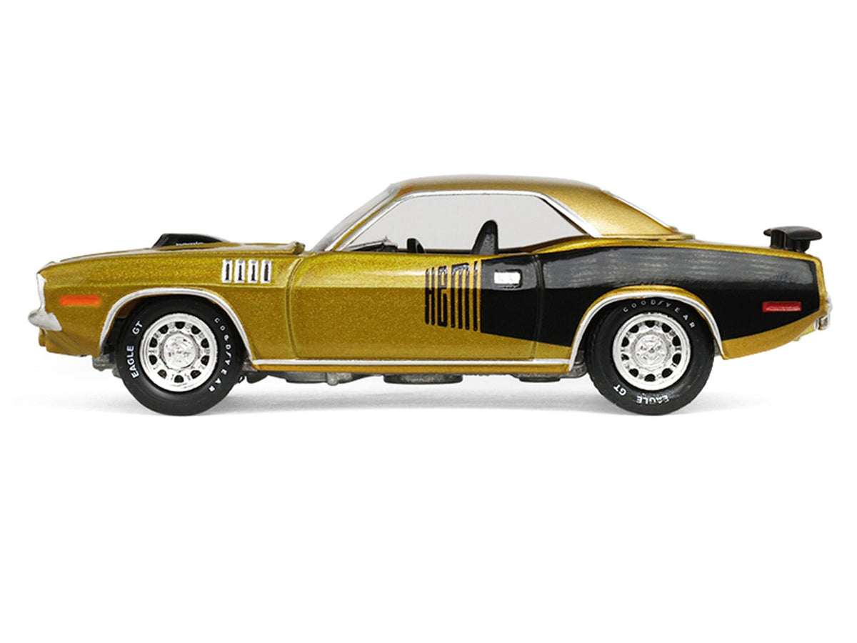 1971 Plymouth Hemi â€˜Cuda Gold Metallic with Black Accents "America 250 Edition" "Anniversary Collection" Series 18 1/64 Diecast Model Car by Greenlight-Greenlight-ModelCars.com