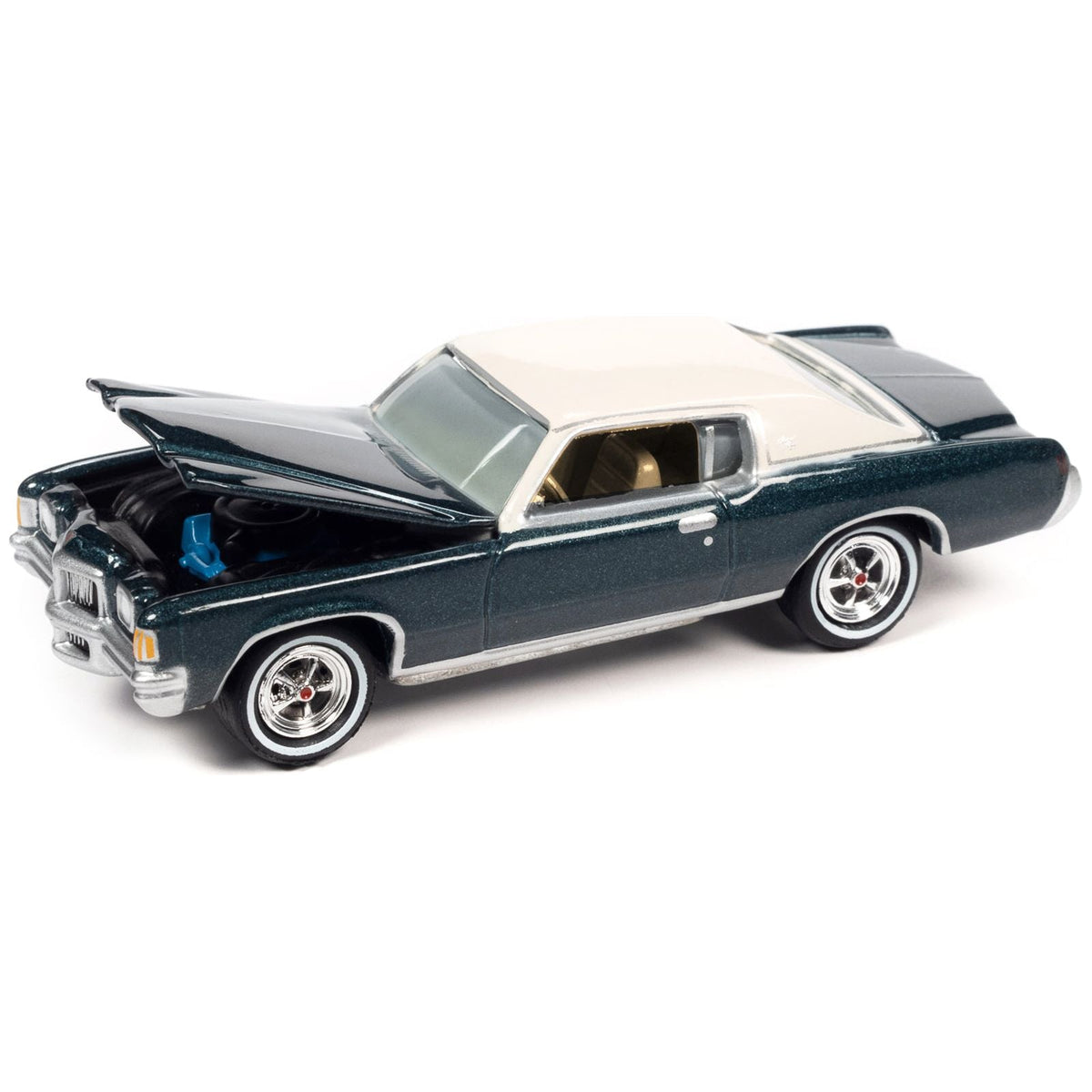 1971 Pontiac Grand Prix Bluestone Gray Metallic with White Top "Classic Gold Collection" Series Limited Edition to 8476 pieces Worldwide 1/64 Diecast Model Car by Johnny Lightning - Johnny Lightning - ModelCars.com
