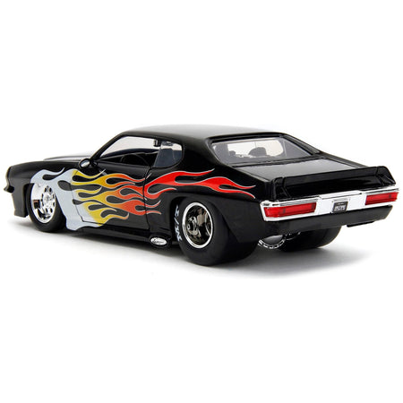 1971 Pontiac GTO Black with Flame Graphics "Bigtime Muscle" Series 1/24 Diecast Model Car by Jada-Jada-ModelCars.com