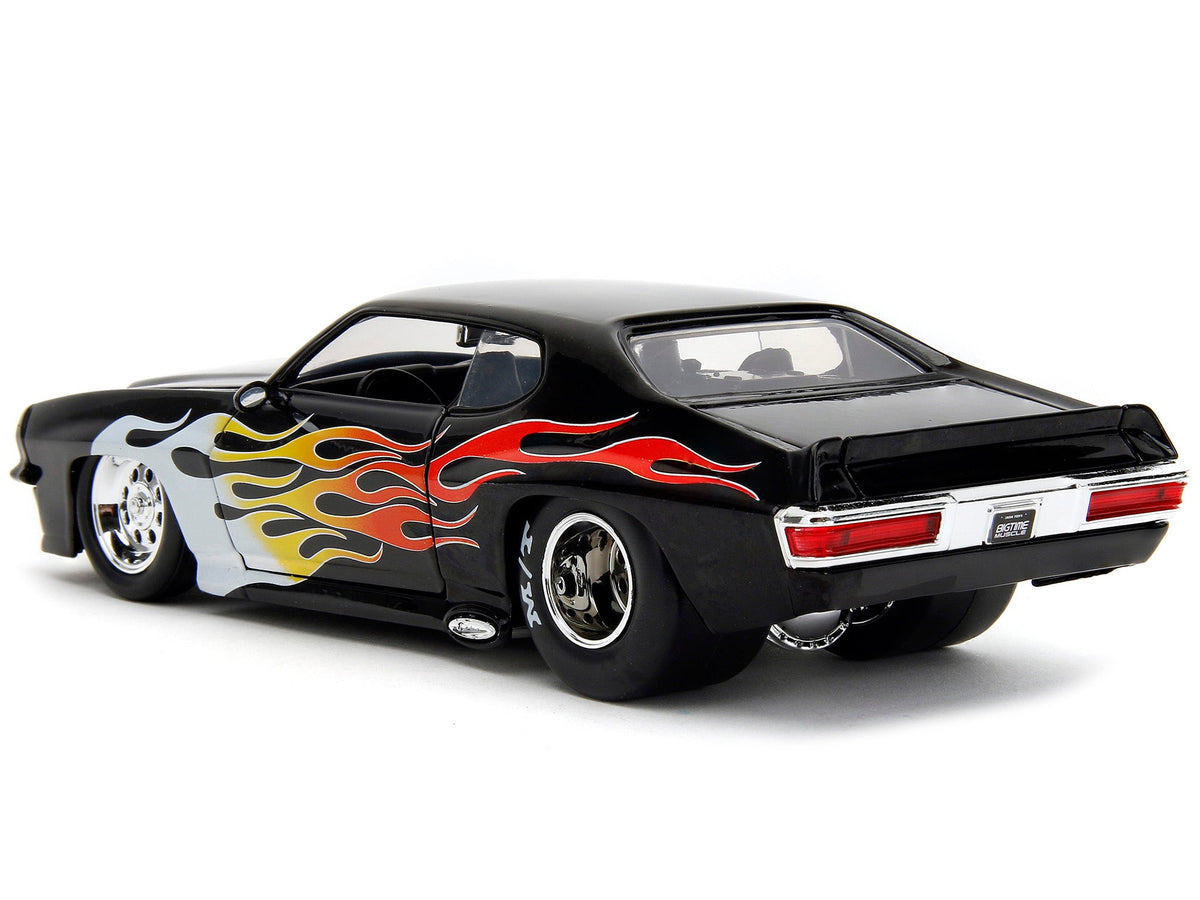 1971 Pontiac GTO Black with Flame Graphics "Bigtime Muscle" Series 1/24 Diecast Model Car by Jada-Jada-ModelCars.com