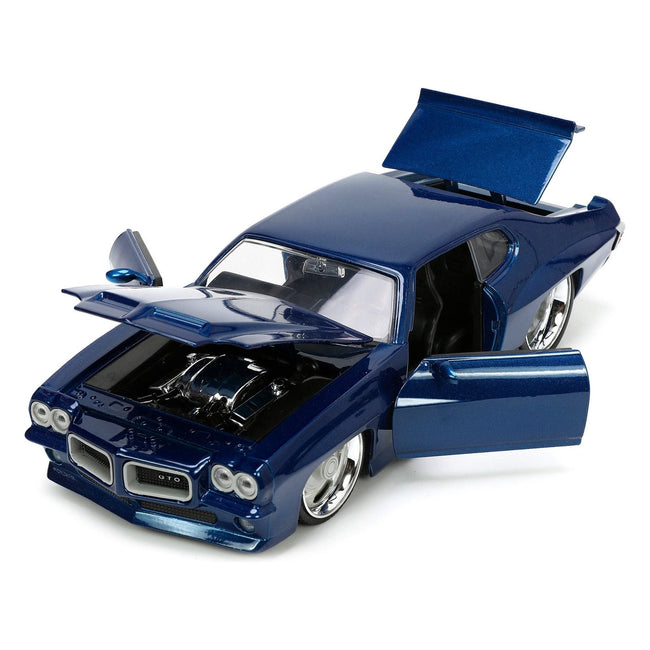 1971 Pontiac GTO Dark Blue Metallic "Bigtime Muscle" Series 1/24 Diecast Model Car by Jada-Jada-ModelCars.com
