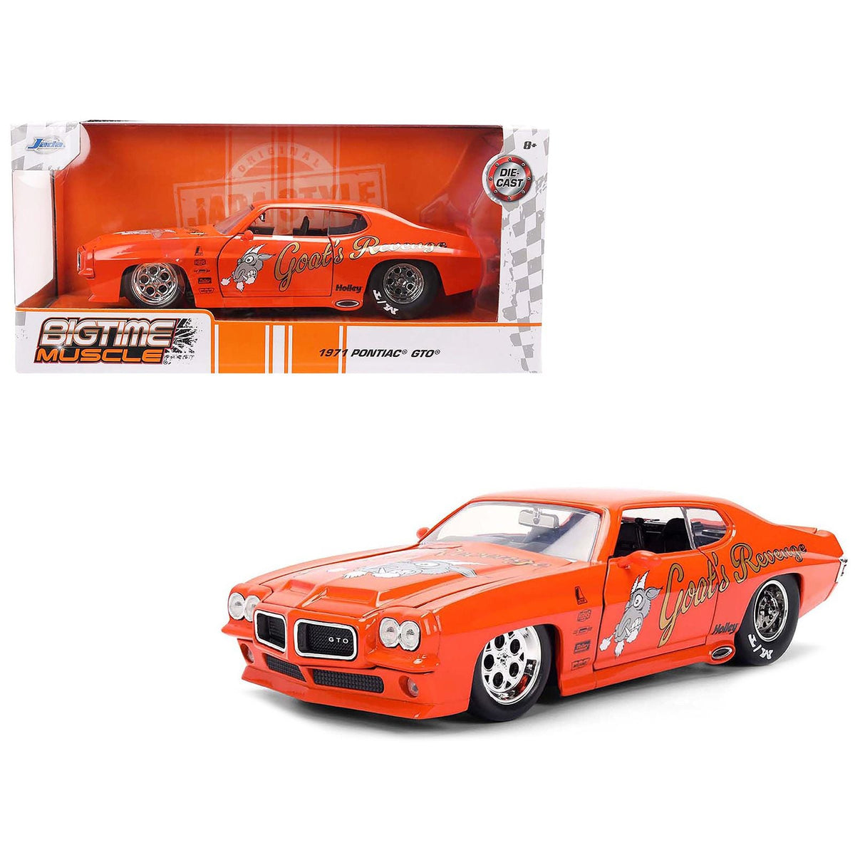 1971 Pontiac GTO "Goat's Revenge" Orange with Graphics "Bigtime Muscle" Series 1/24 Diecast Model Car by Jada-Jada-ModelCars.com