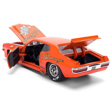 1971 Pontiac GTO "Goat's Revenge" Orange with Graphics "Bigtime Muscle" Series 1/24 Diecast Model Car by Jada-Jada-ModelCars.com